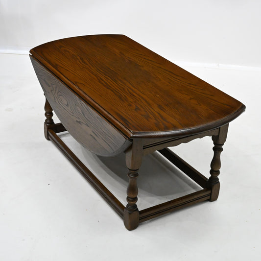 Old Charm Oak Drop Leaf Long Oval Coffee Table Light Oak 2144 *FREE UK Delivery